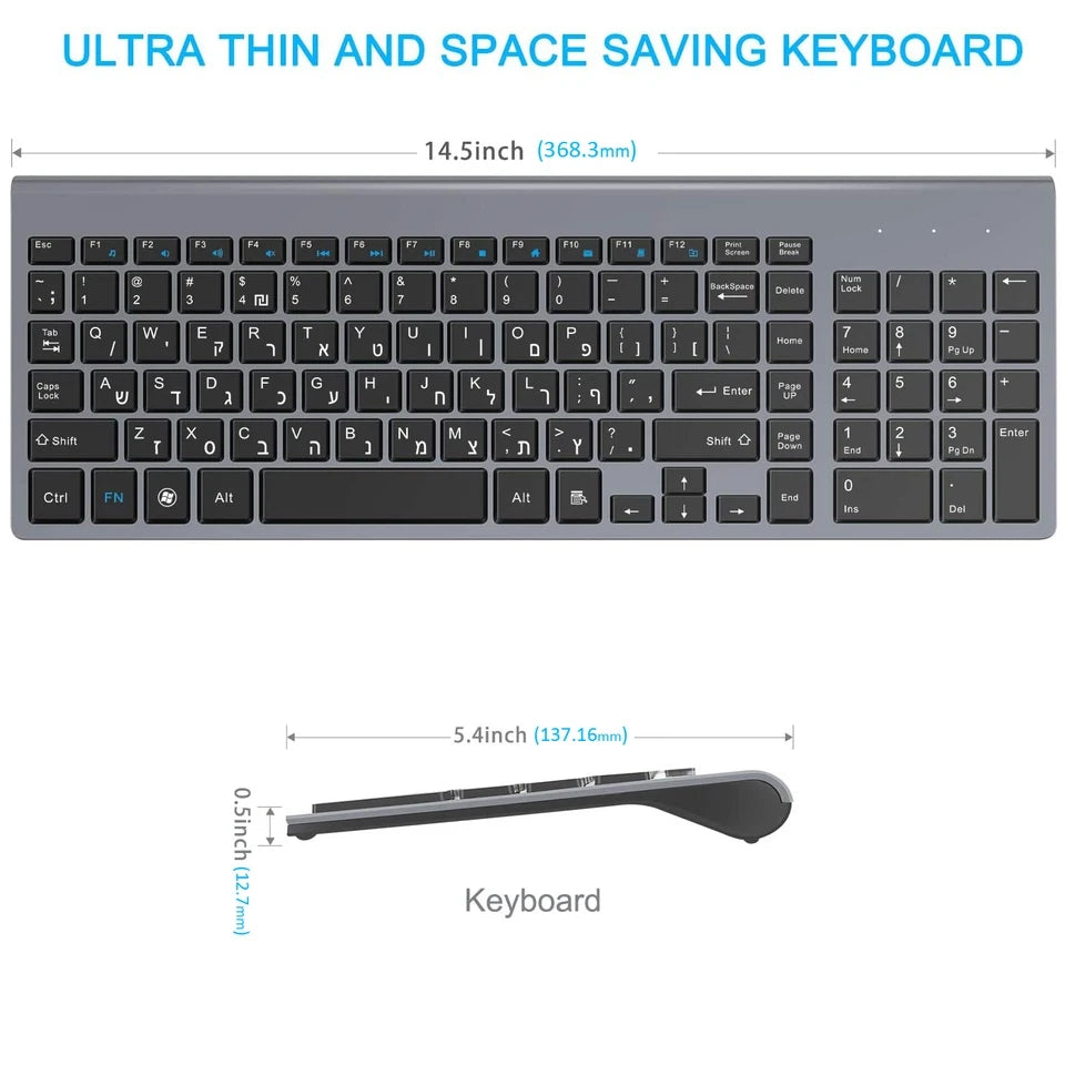 QWERTZ Layout Ultra Slim 101 Keys Wireless Keyboard