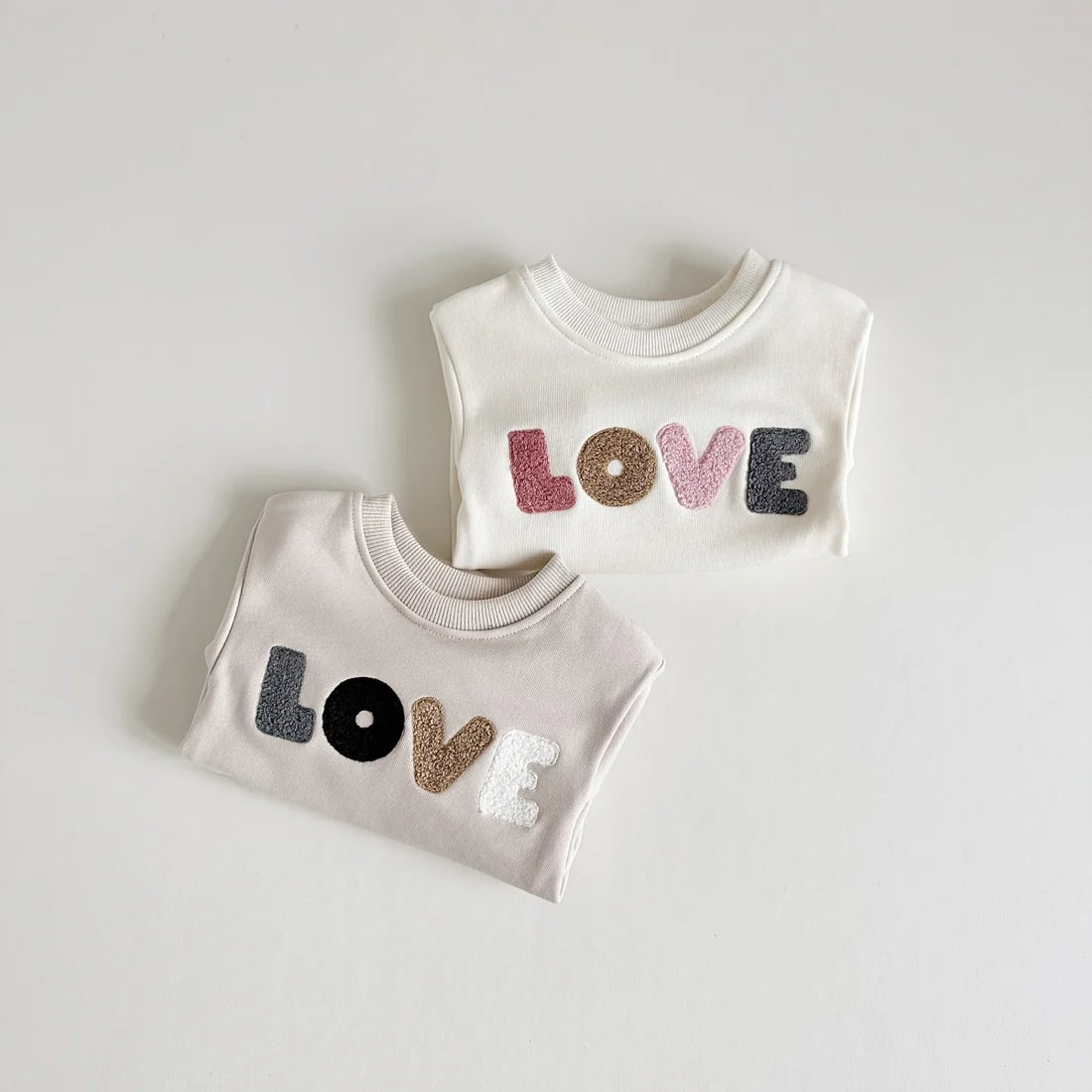 'LOVE' Embroidered Sweatshirt Onesie