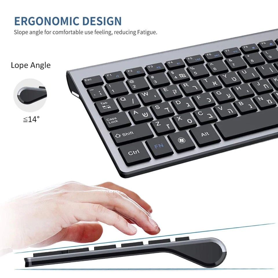 QWERTZ Layout Ultra Slim 101 Keys Wireless Keyboard