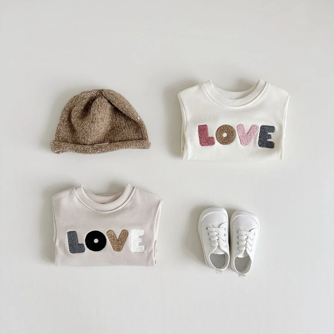 'LOVE' Embroidered Sweatshirt Onesie