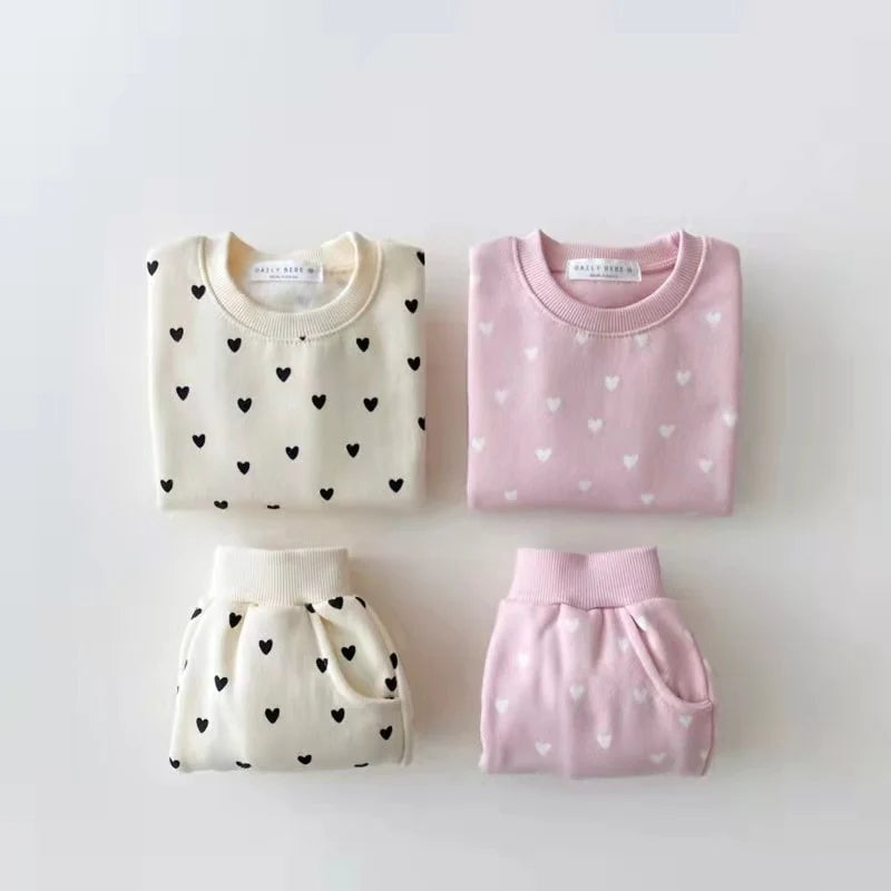 Long-Sleeved Heart Two-Piece Set