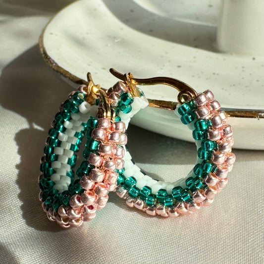 Handmade Beaded Hoops