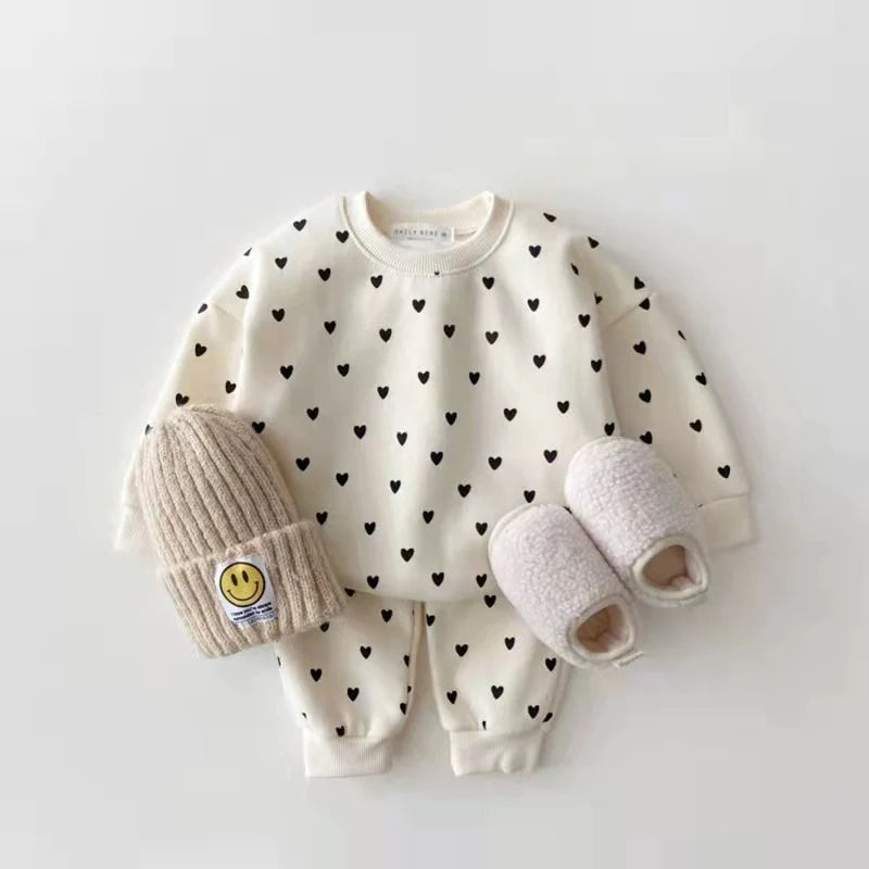 Long-Sleeved Heart Two-Piece Set