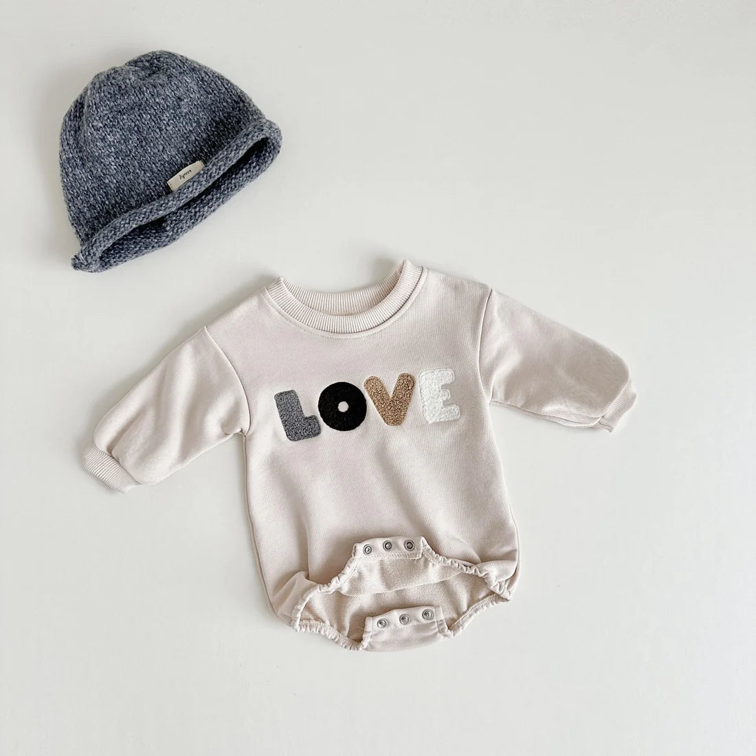 'LOVE' Embroidered Sweatshirt Onesie