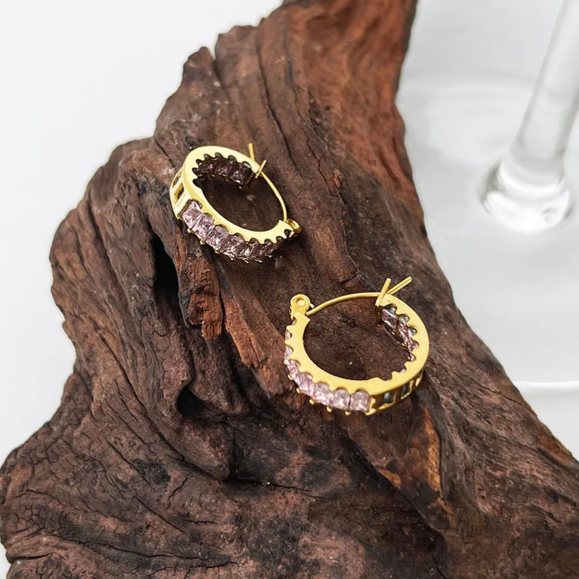 Zirconia hoop earrings