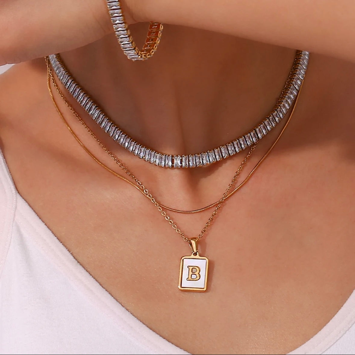 Square Tennis Chain Choker Necklace