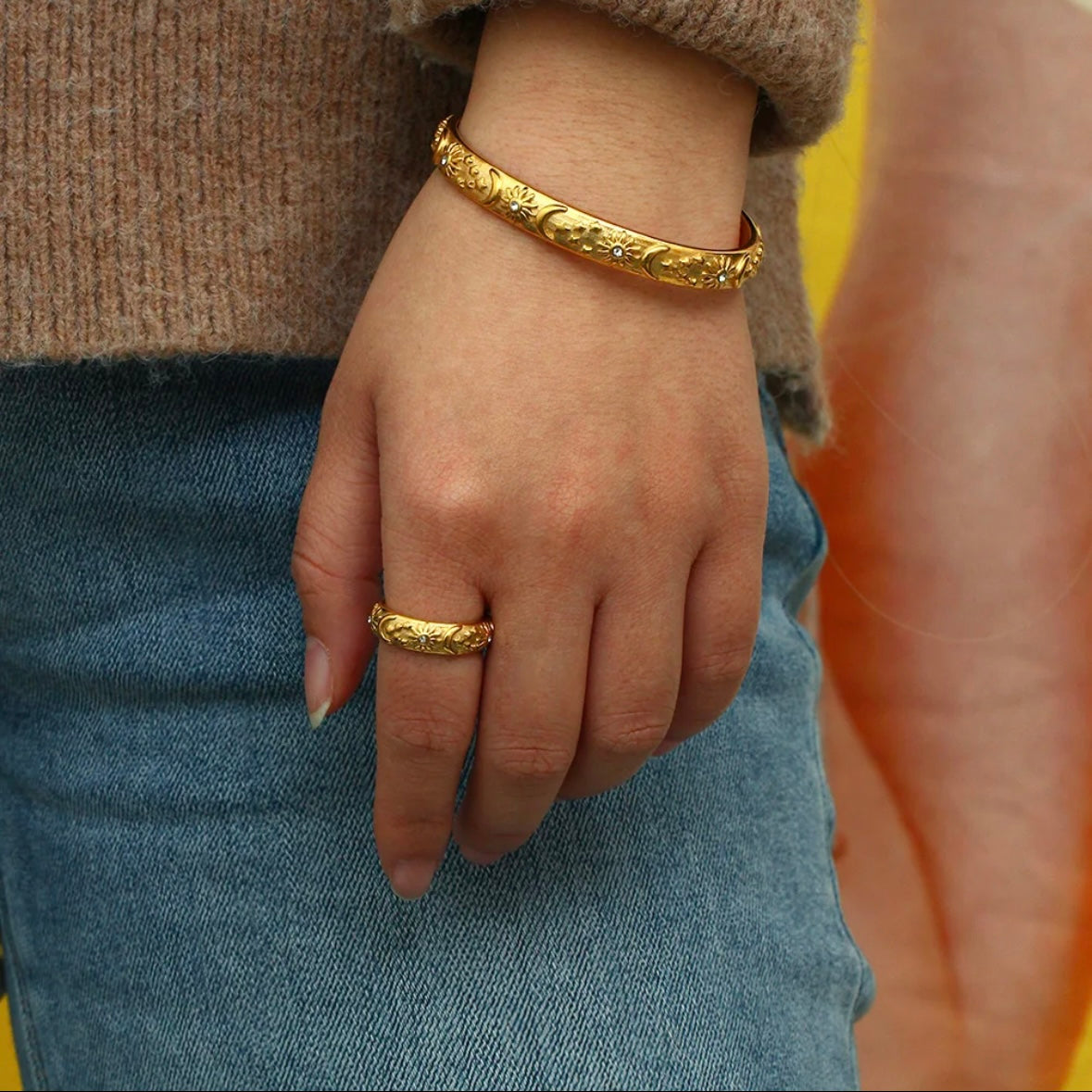 Stainless Steel Star Moon Sun Bracelet