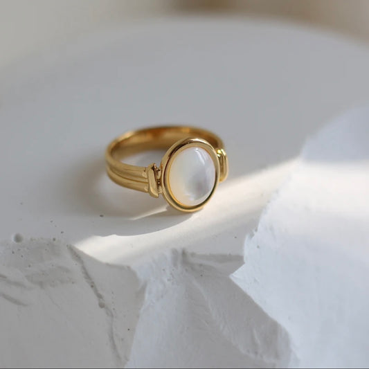 White Shell Stone Ring