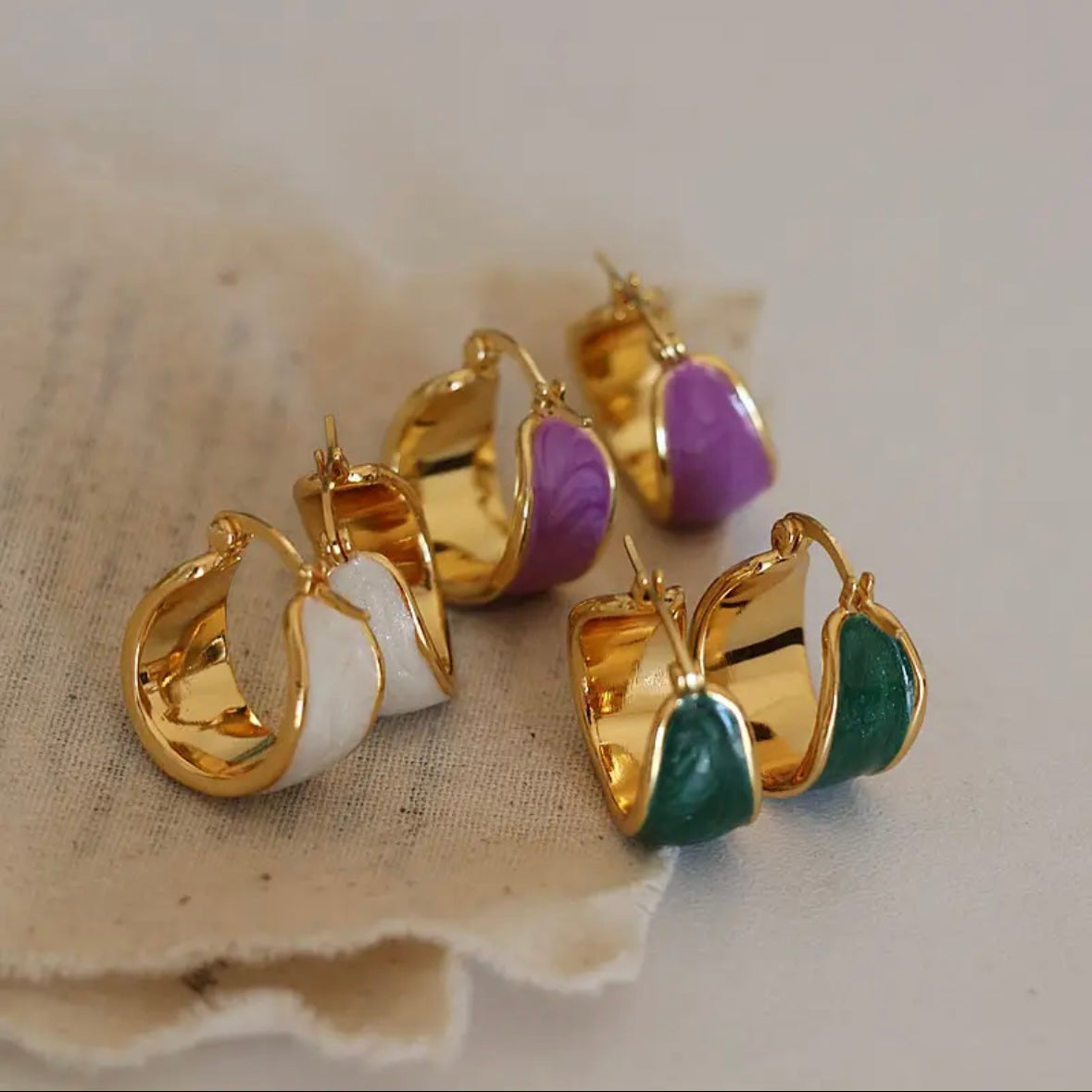 Enamel Brass Hoops