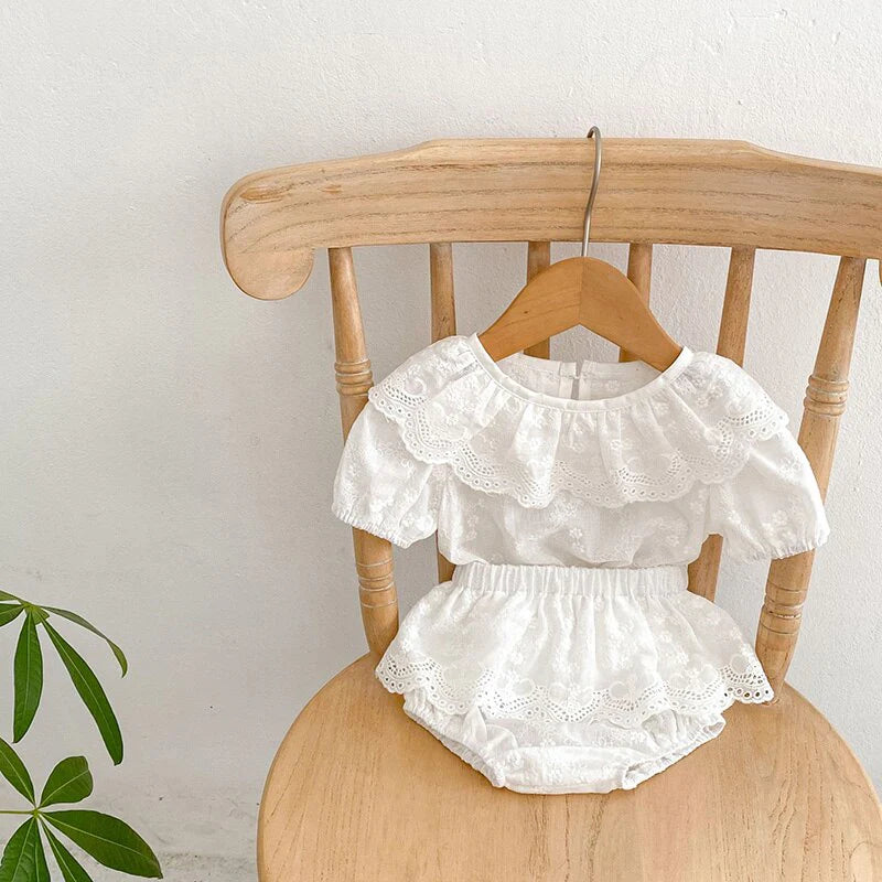 Lace Collar Blouse & Bloomer Set