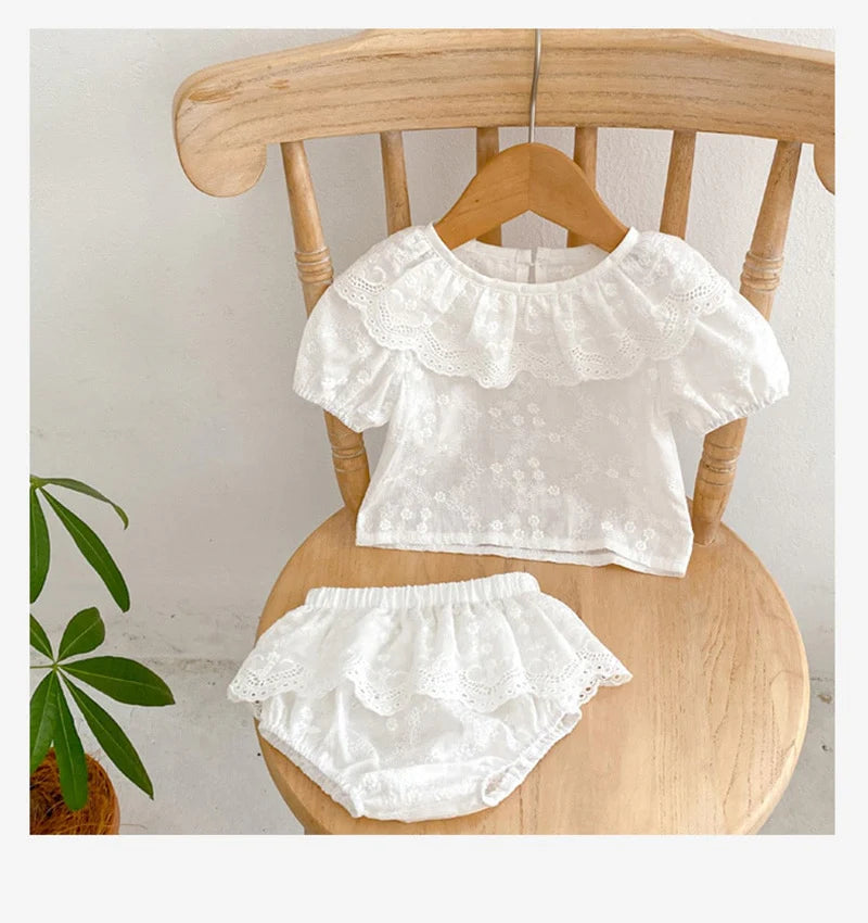 Lace Collar Blouse & Bloomer Set