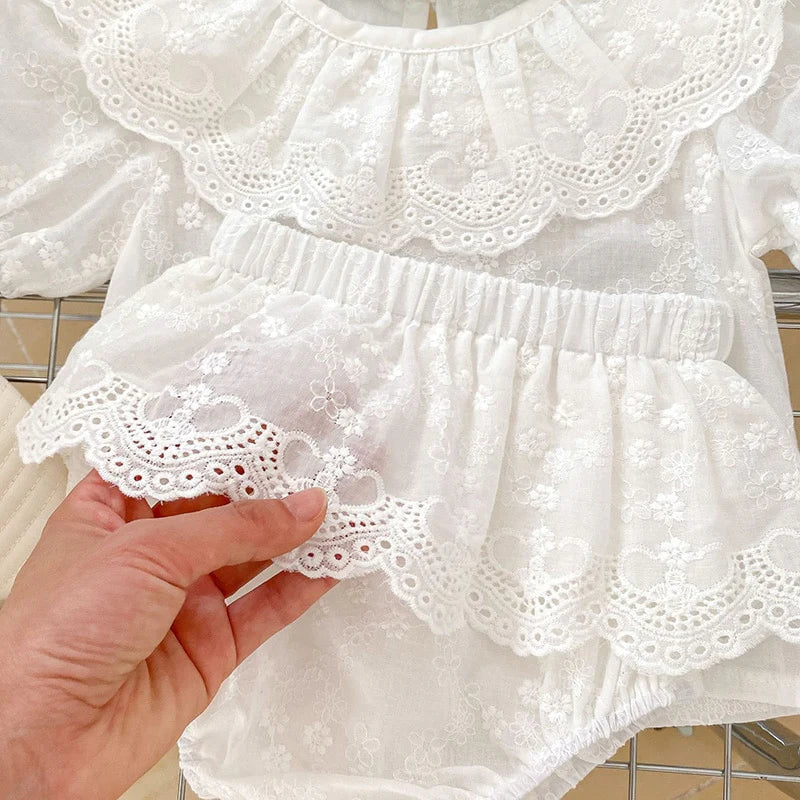 Lace Collar Blouse & Bloomer Set