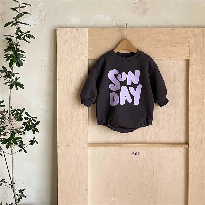 'SUNDAY' Long-Sleeved Onesie