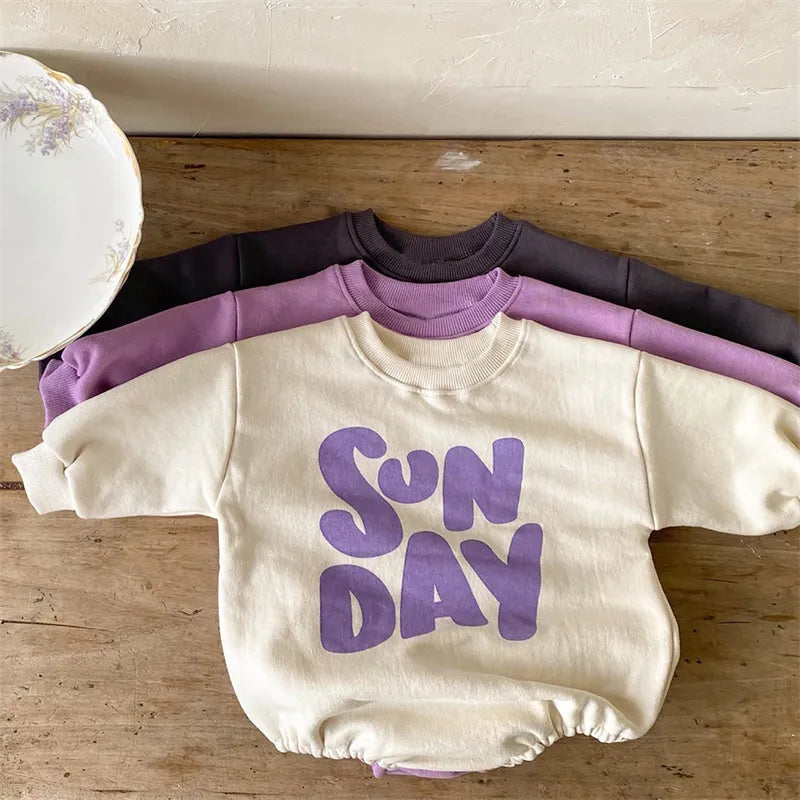 'SUNDAY' Long-Sleeved Onesie