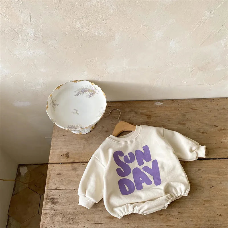 'SUNDAY' Long-Sleeved Onesie