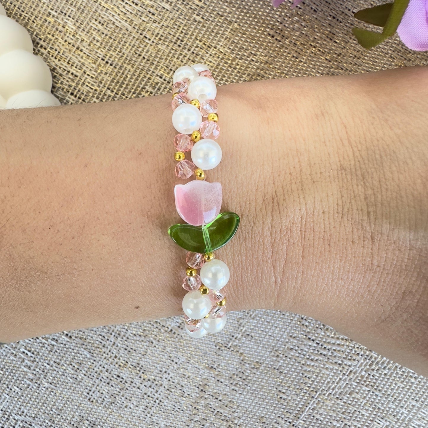 Pearls with Tulip Bracelet